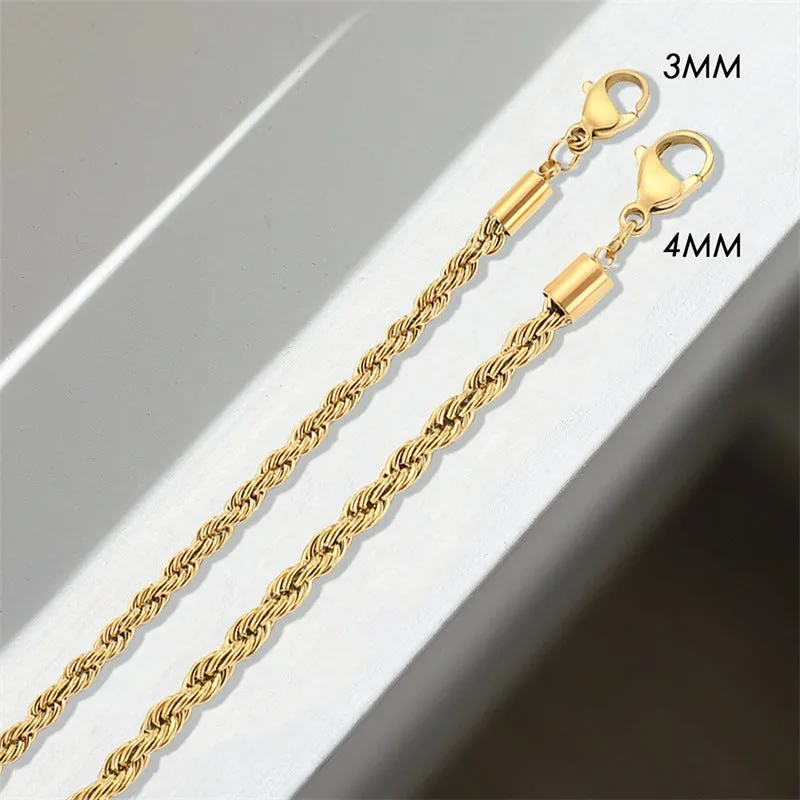 Wholesale Twist Hip Hop Punk Gold Plated Stainless Steel Bracelet