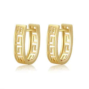 Wholesale U-shaped Hollow Pattern Copper Gold-plated Earrings