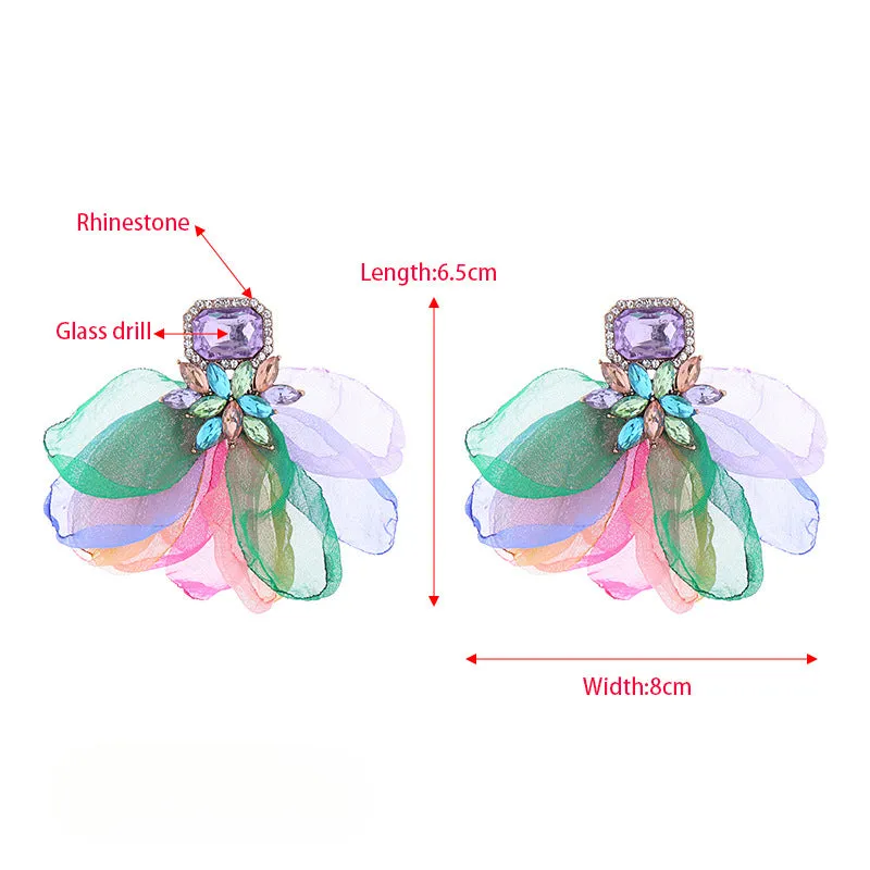 Wholesale Vacation Style Mesh Flower Alloy Earrings