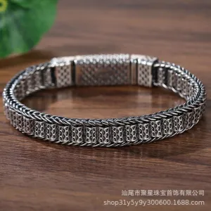 Wholesale Vajra Silver Vintage Bracelet Six-word Mantra Transfer Bead Bracelet