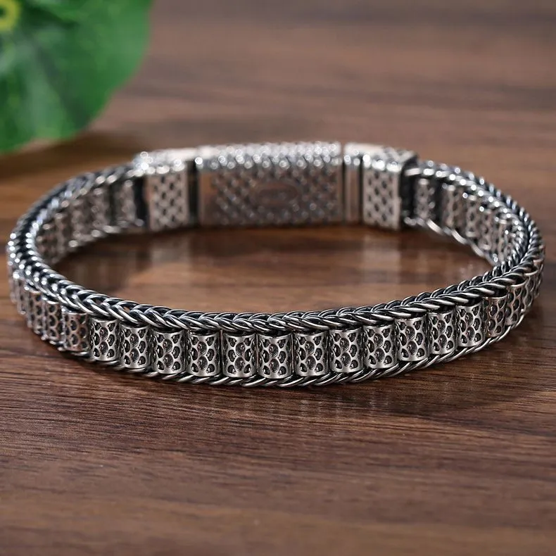 Wholesale Vajra Silver Vintage Bracelet Six-word Mantra Transfer Bead Bracelet