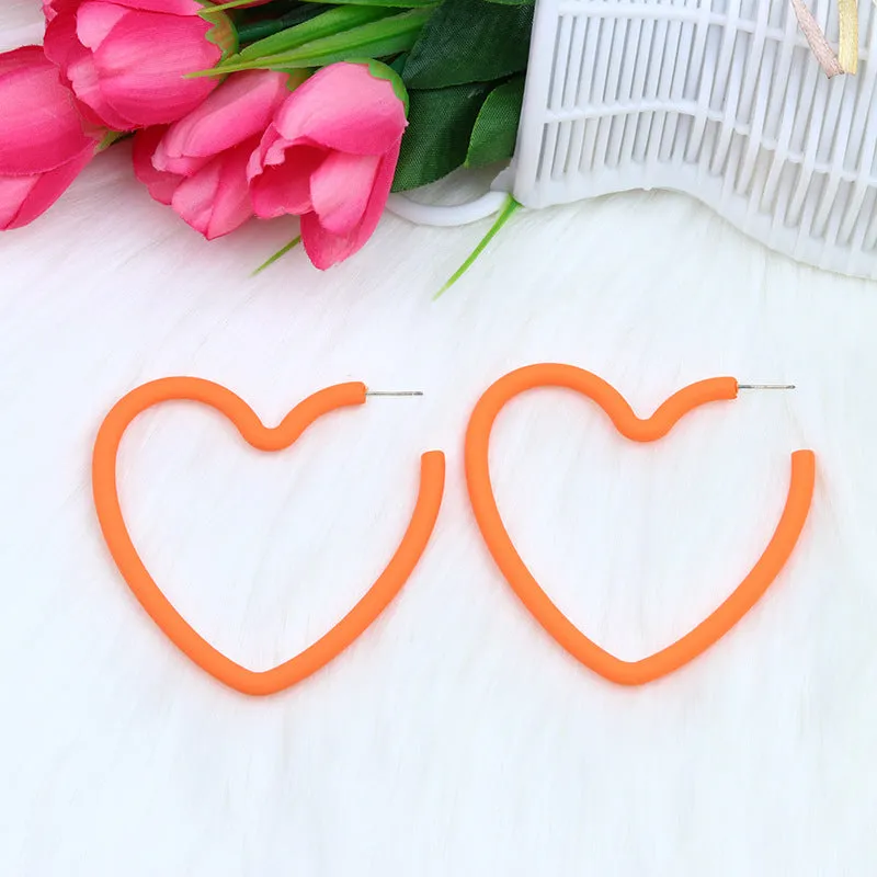 Wholesale Valentine's Day 12 Colors Big Heart Acrylic Earrings