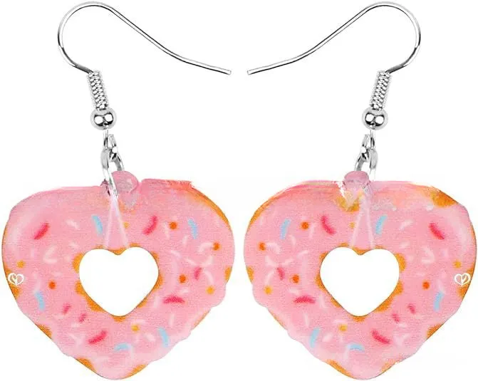 Wholesale Valentine's Day Acrylic  Heart Donut Earrings