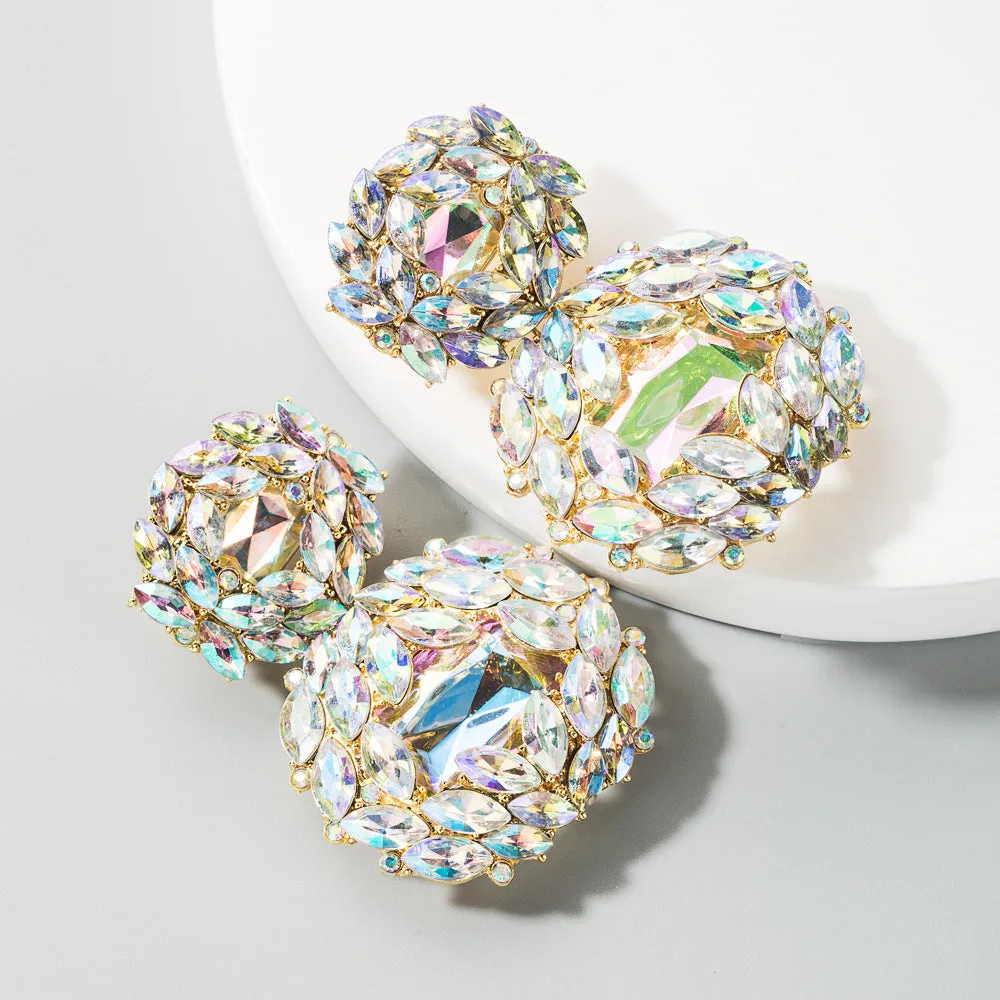Wholesale Valentine's Day Alloy Shaped Glass Diamond Earrings