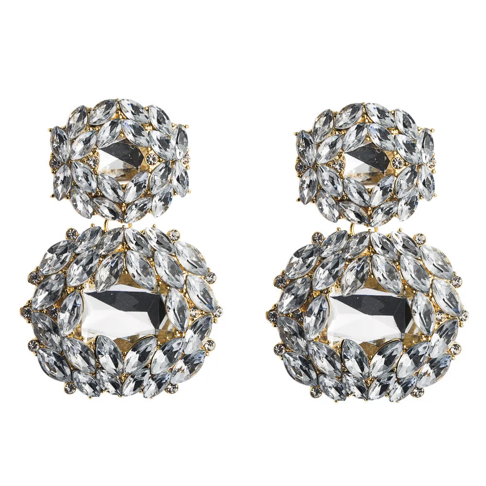 Wholesale Valentine's Day Alloy Shaped Glass Diamond Earrings