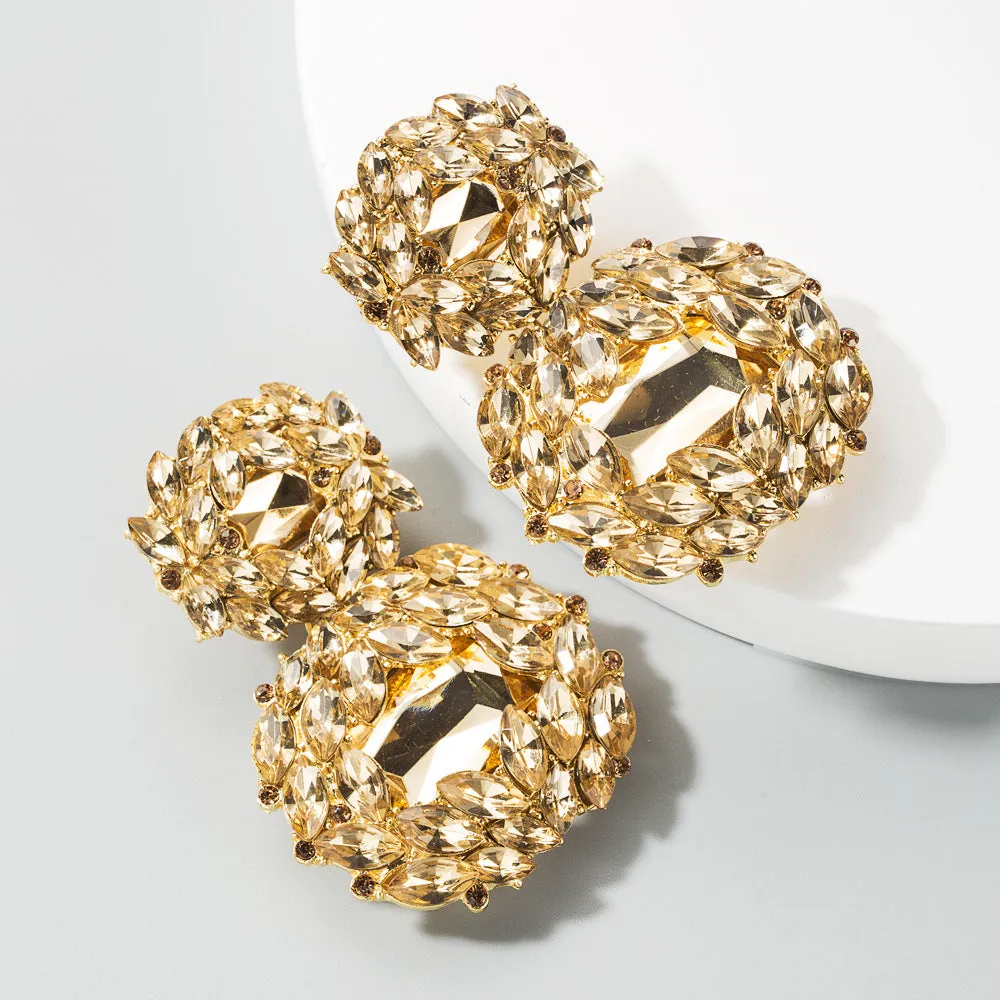 Wholesale Valentine's Day Alloy Shaped Glass Diamond Earrings