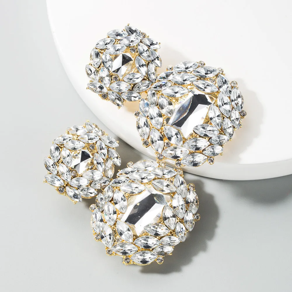 Wholesale Valentine's Day Alloy Shaped Glass Diamond Earrings