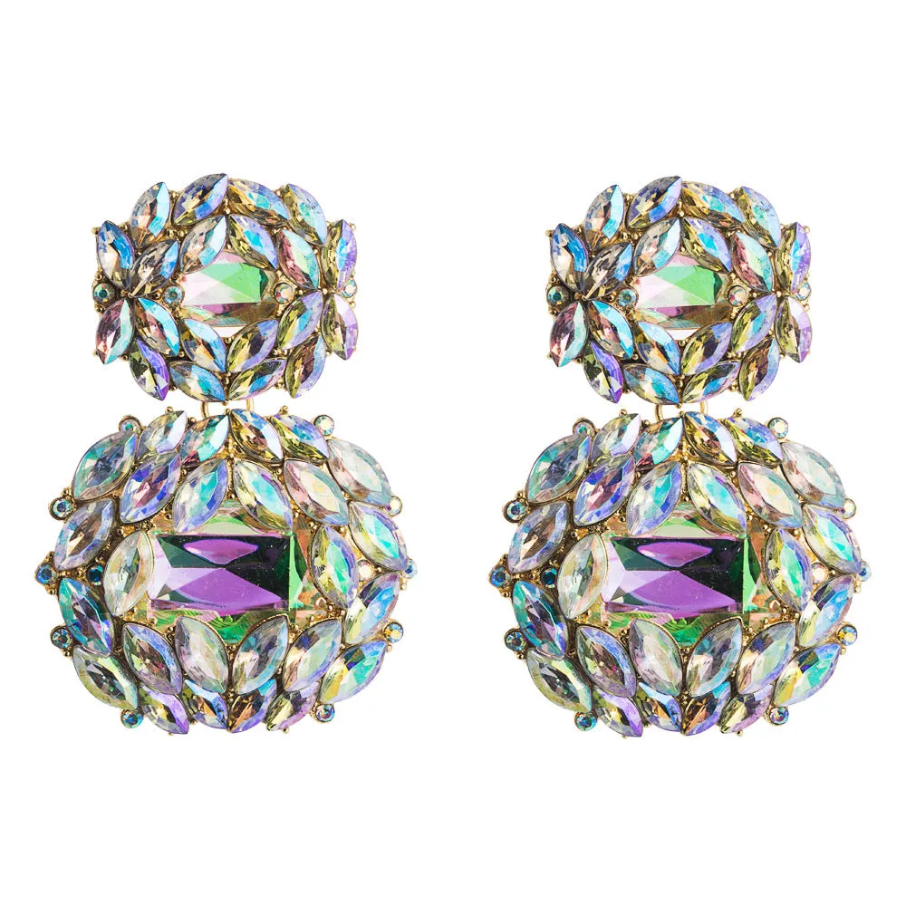 Wholesale Valentine's Day Alloy Shaped Glass Diamond Earrings