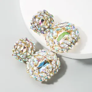 Wholesale Valentine's Day Alloy Shaped Glass Diamond Earrings