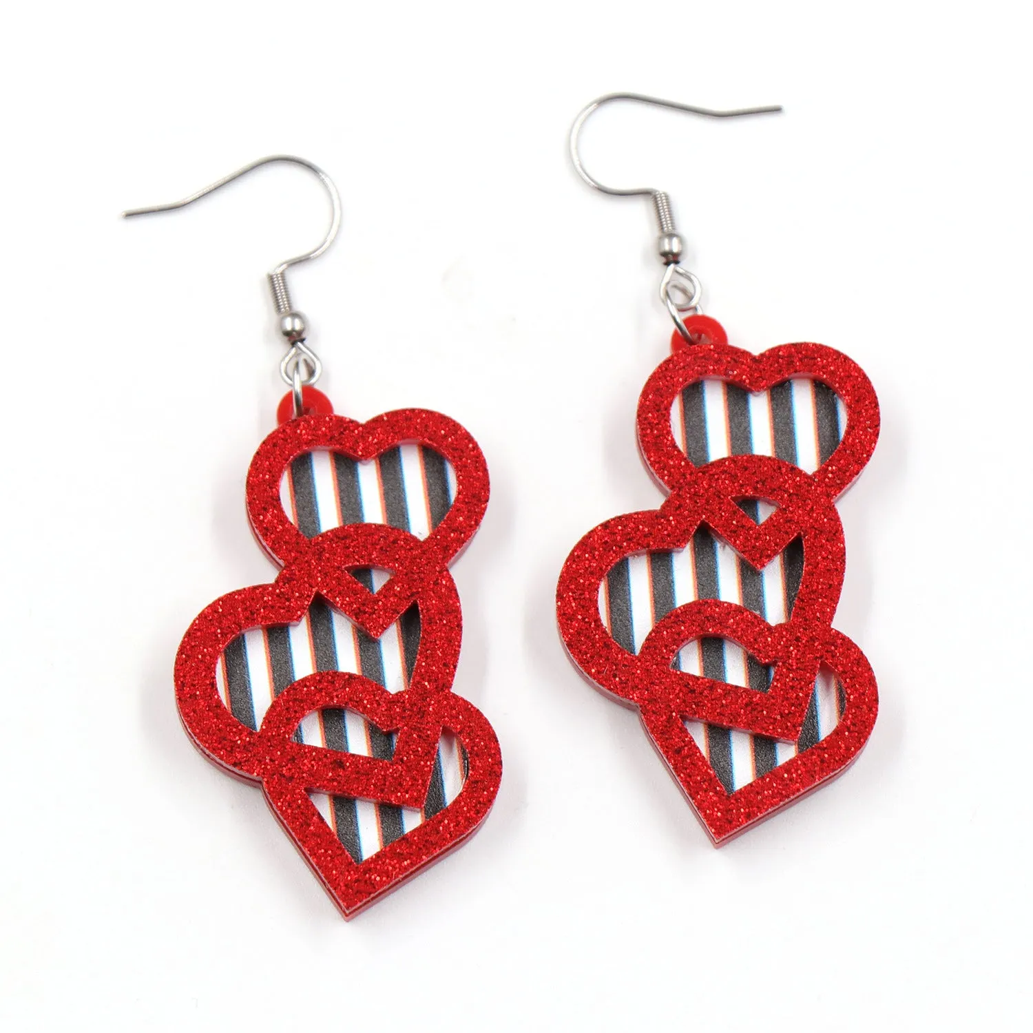 Wholesale Valentine's Day Autumn and Winter Black and White Stripe Love Acrylic Earrings
