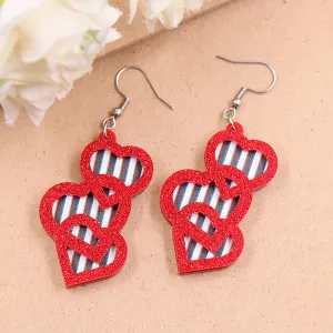 Wholesale Valentine's Day Autumn and Winter Black and White Stripe Love Acrylic Earrings