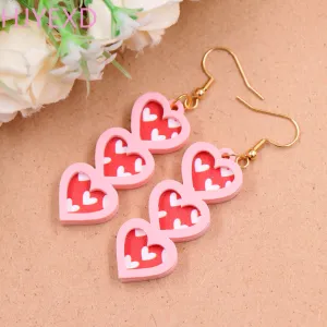 Wholesale Valentine's Day Autumn/Winter Pink Love Acrylic Earrings