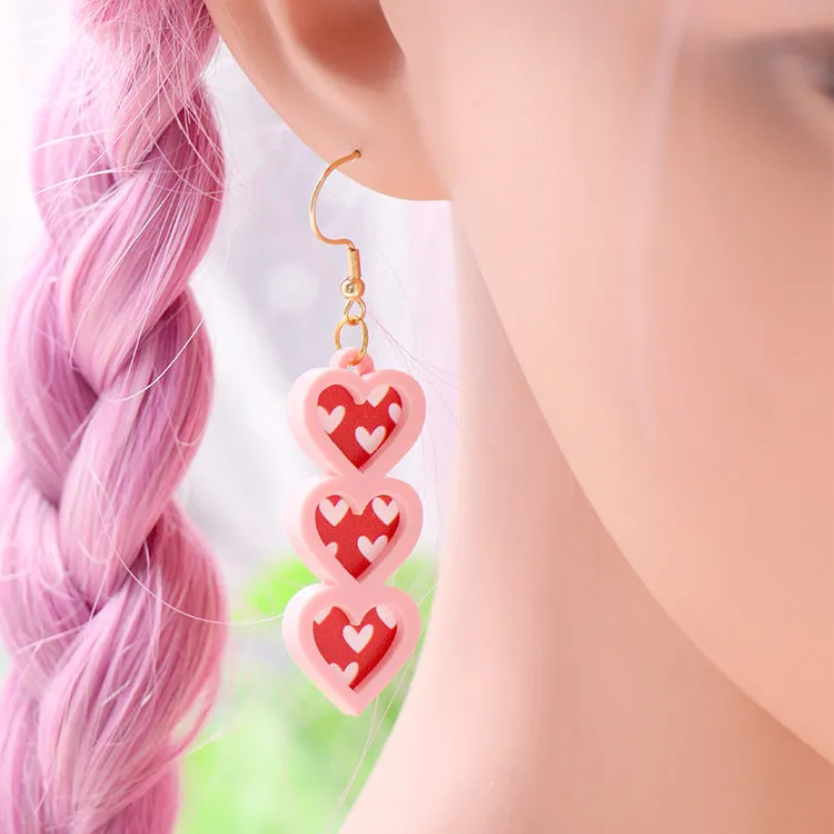 Wholesale Valentine's Day Autumn/Winter Pink Love Acrylic Earrings