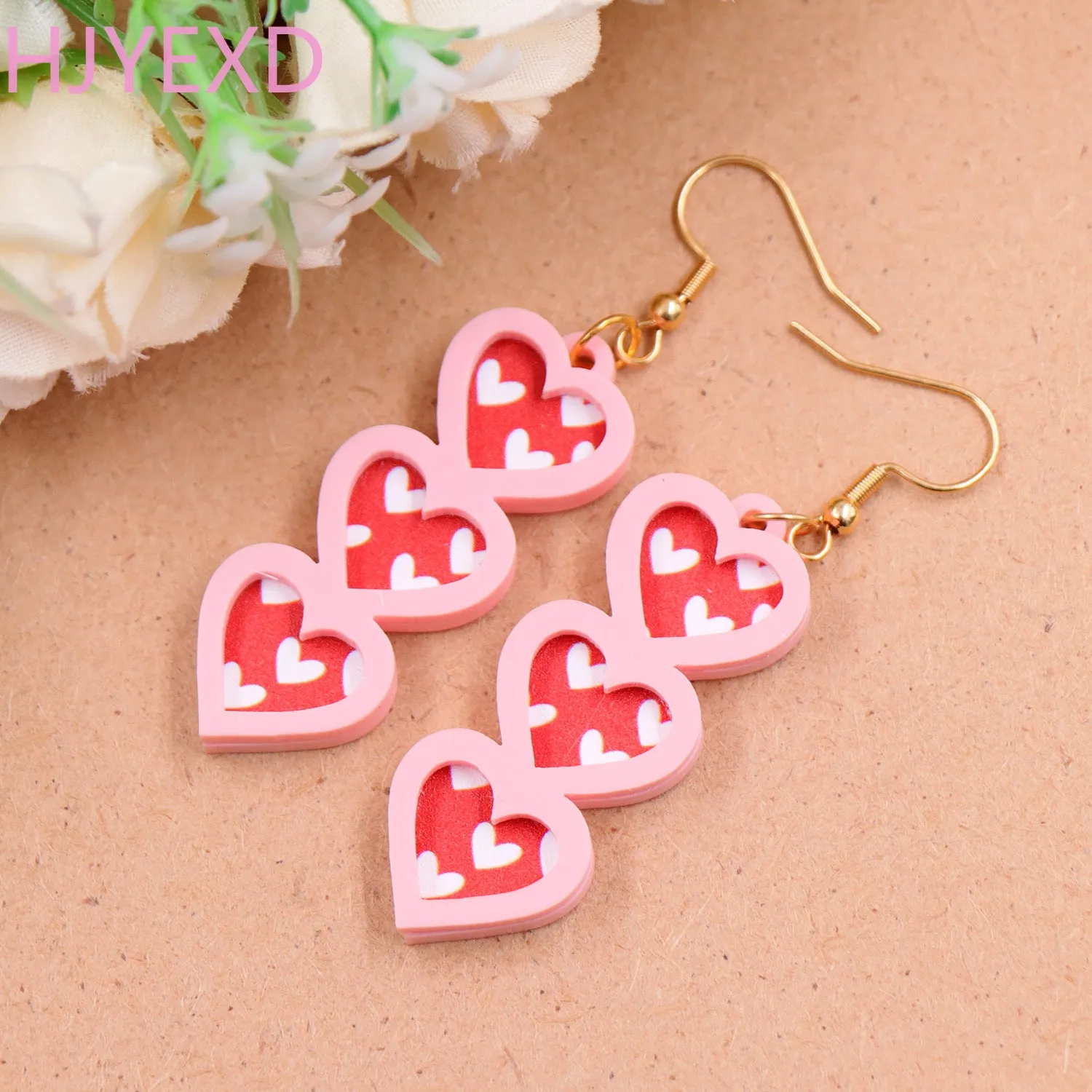 Wholesale Valentine's Day Autumn/Winter Pink Love Acrylic Earrings