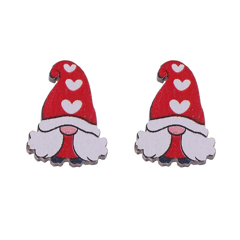 Wholesale Valentine's Day Bear Flowers Red Lips Cartoon Cake Wooden Earrings
