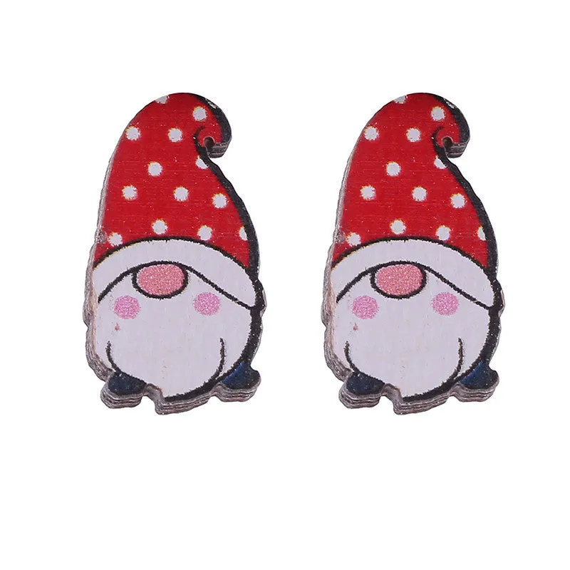 Wholesale Valentine's Day Bear Flowers Red Lips Cartoon Cake Wooden Earrings