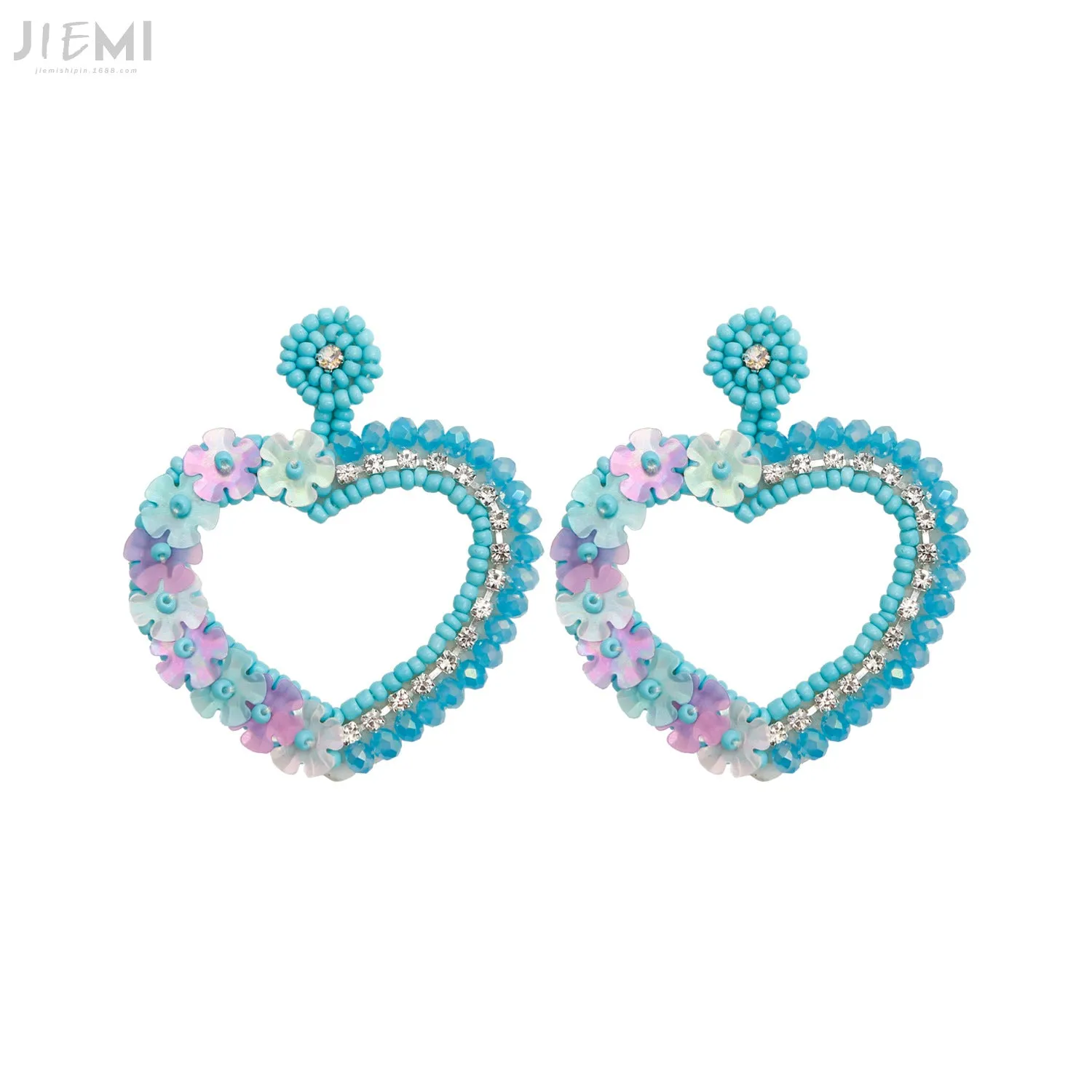 Wholesale Valentine's Day Bohemian Retro Ethnic Style Flower Sequin Love Earrings