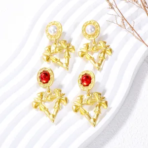 Wholesale Valentine's Day Butterfly Combination Gold Triangle Earrings