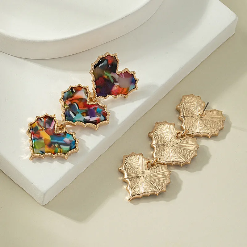 Wholesale Valentine's Day Colorful Acetate Heart Earrings