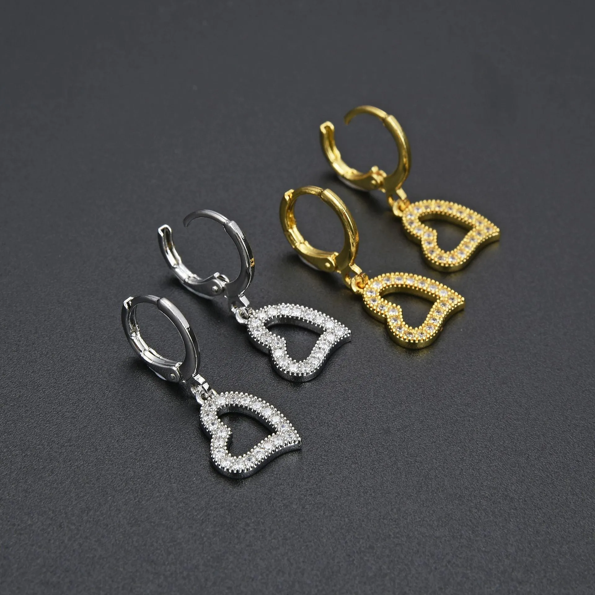 Wholesale Valentine's Day Diamond and Zircon Love Earrings