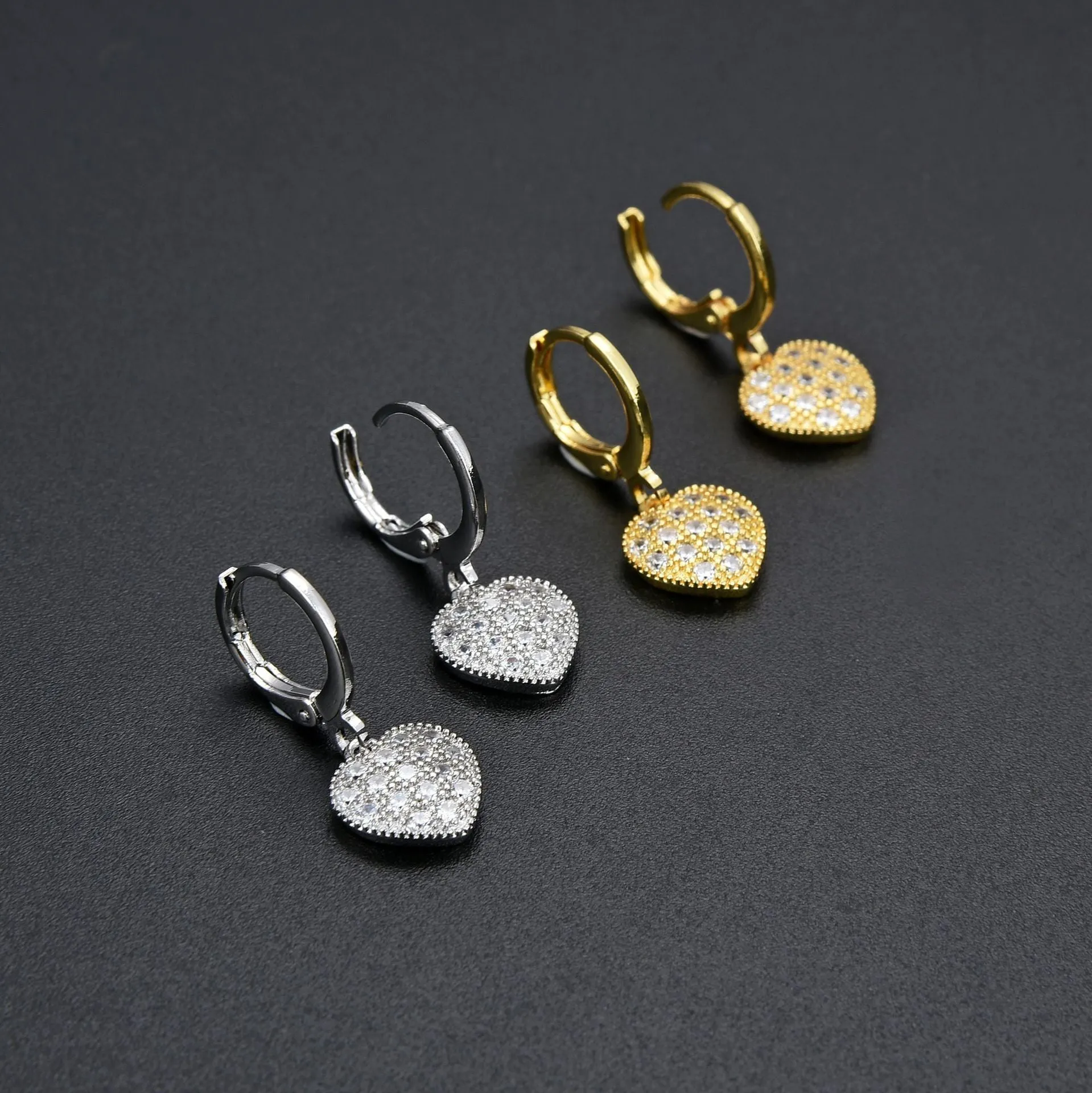 Wholesale Valentine's Day Diamond Zircon Heart Earrings