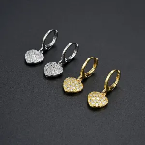 Wholesale Valentine's Day Diamond Zircon Heart Earrings