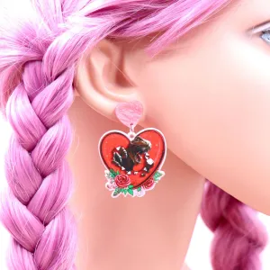 Wholesale Valentine's Day Dinosaur Rose Love Acrylic Earrings
