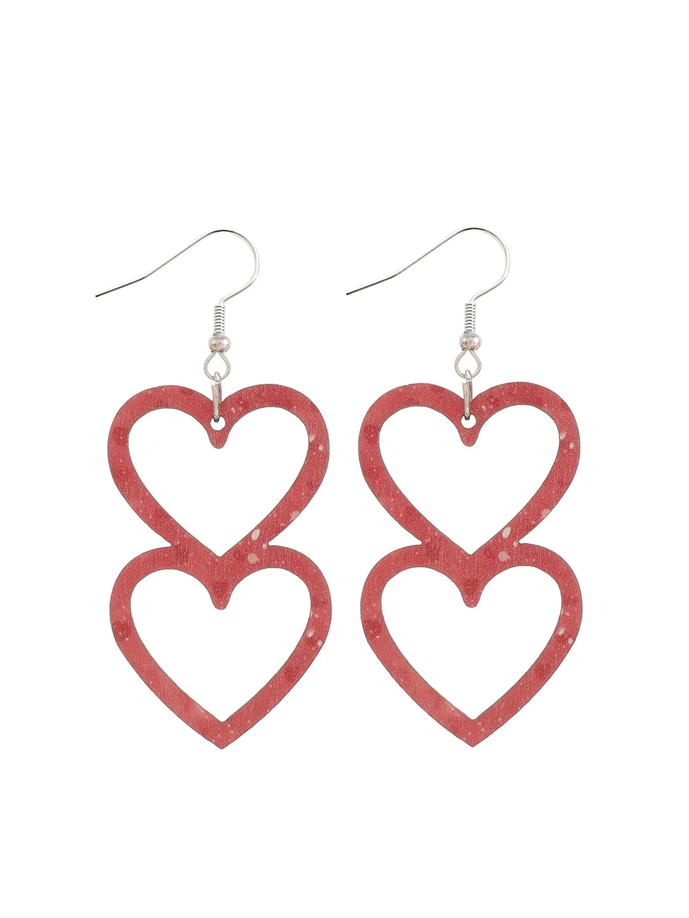Wholesale Valentine's Day Double Layered Love Wooden Earrings