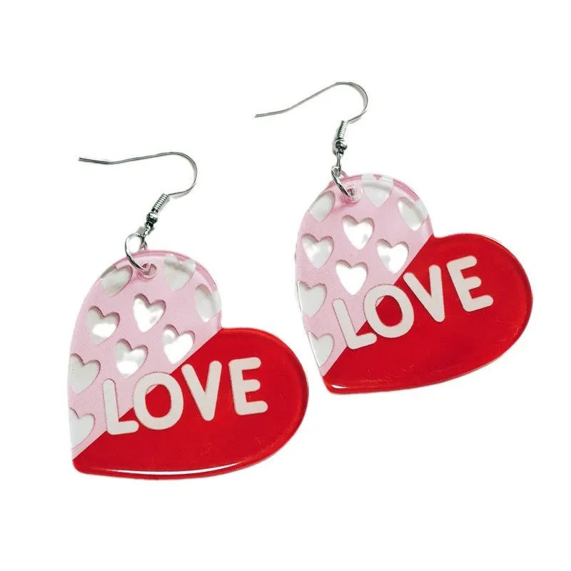 Wholesale Valentine's Day Double Sided Love Acrylic LOVE Red Lips Love Envelope Earrings