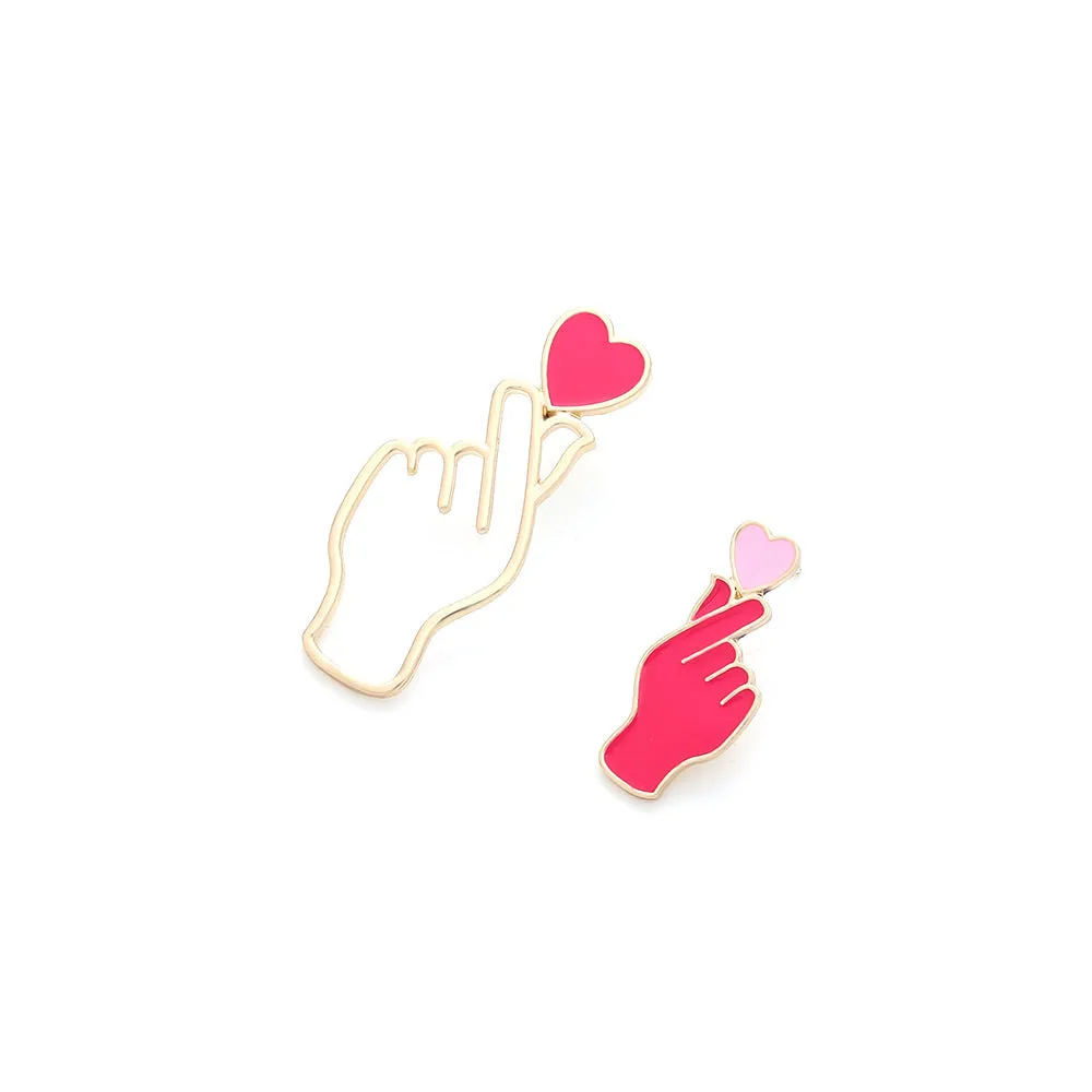 Wholesale Valentine's Day Enamel Heart-shaped Asymmetrical Alloy Earrings