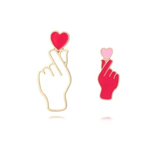 Wholesale Valentine's Day Enamel Heart-shaped Asymmetrical Alloy Earrings