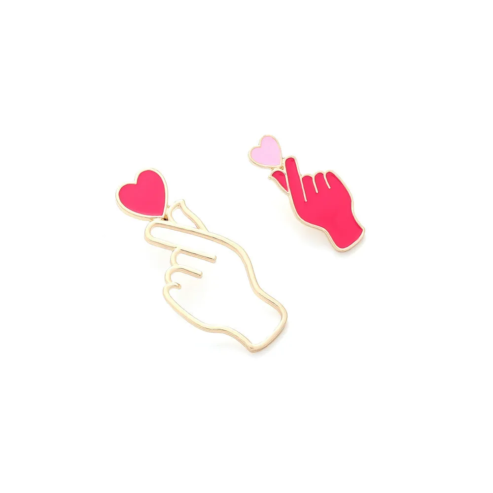Wholesale Valentine's Day Enamel Heart-shaped Asymmetrical Alloy Earrings