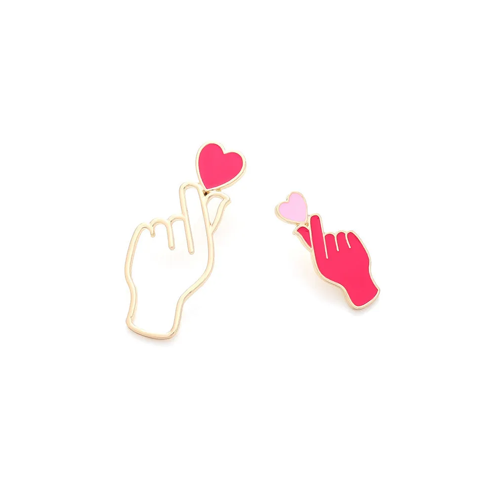 Wholesale Valentine's Day Enamel Heart-shaped Asymmetrical Alloy Earrings