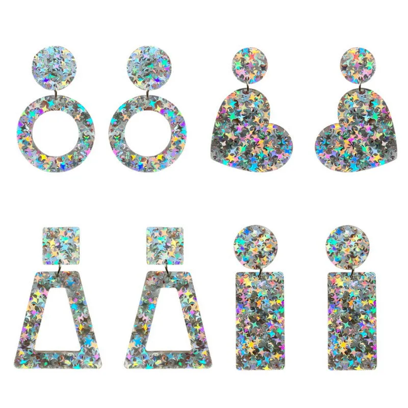 Wholesale Valentine's Day Geometric Rectangular Trapezoid Love Acrylic Stud Earrings