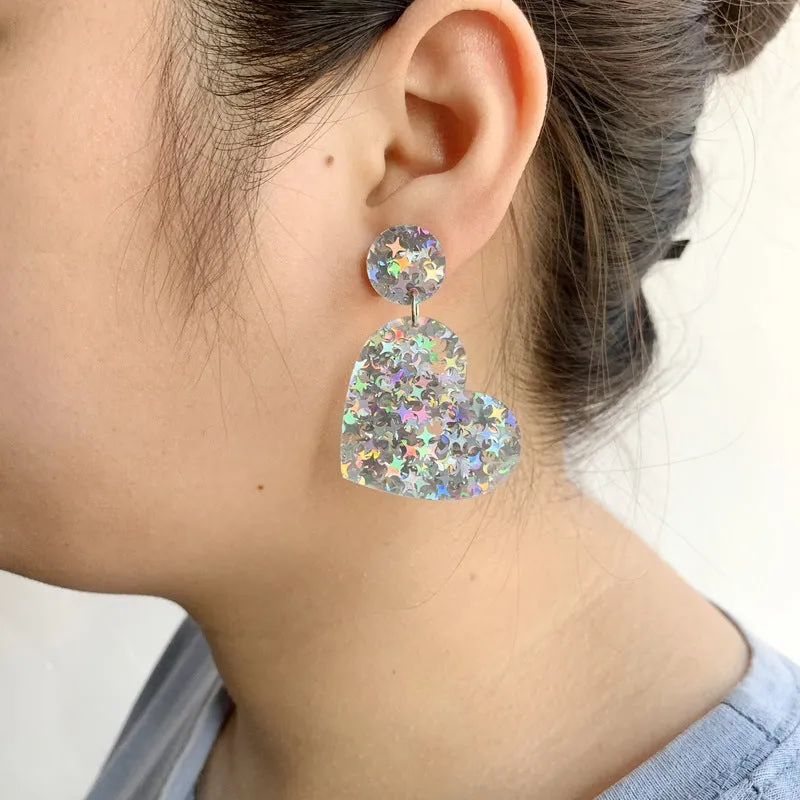 Wholesale Valentine's Day Geometric Rectangular Trapezoid Love Acrylic Stud Earrings