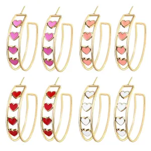 Wholesale Valentine's Day Gift Fashion Love Series Double Circle Red and Pink Trendy Earrings