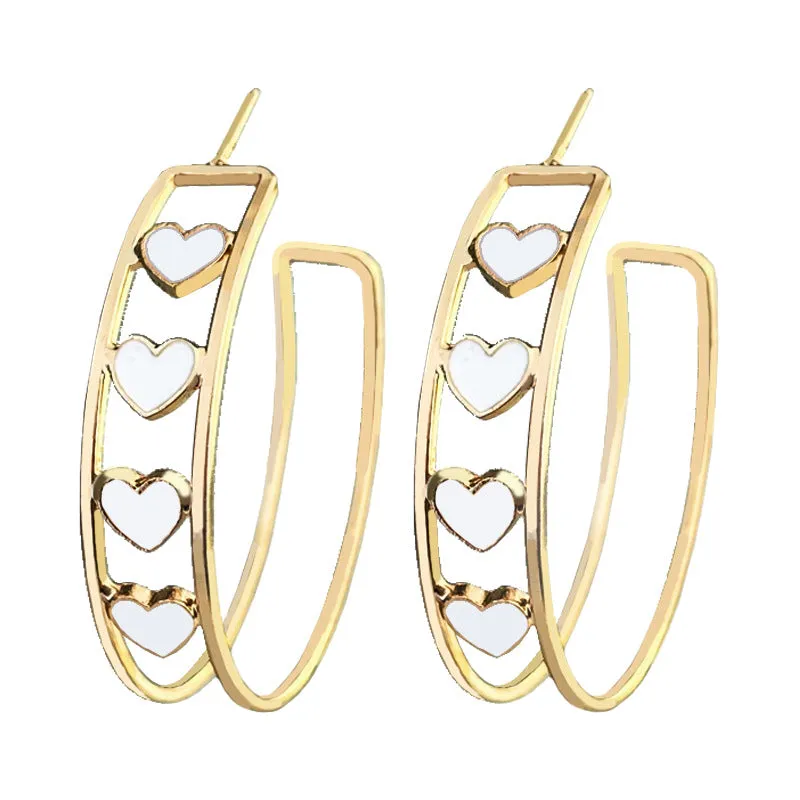 Wholesale Valentine's Day Gift Fashion Love Series Double Circle Red and Pink Trendy Earrings