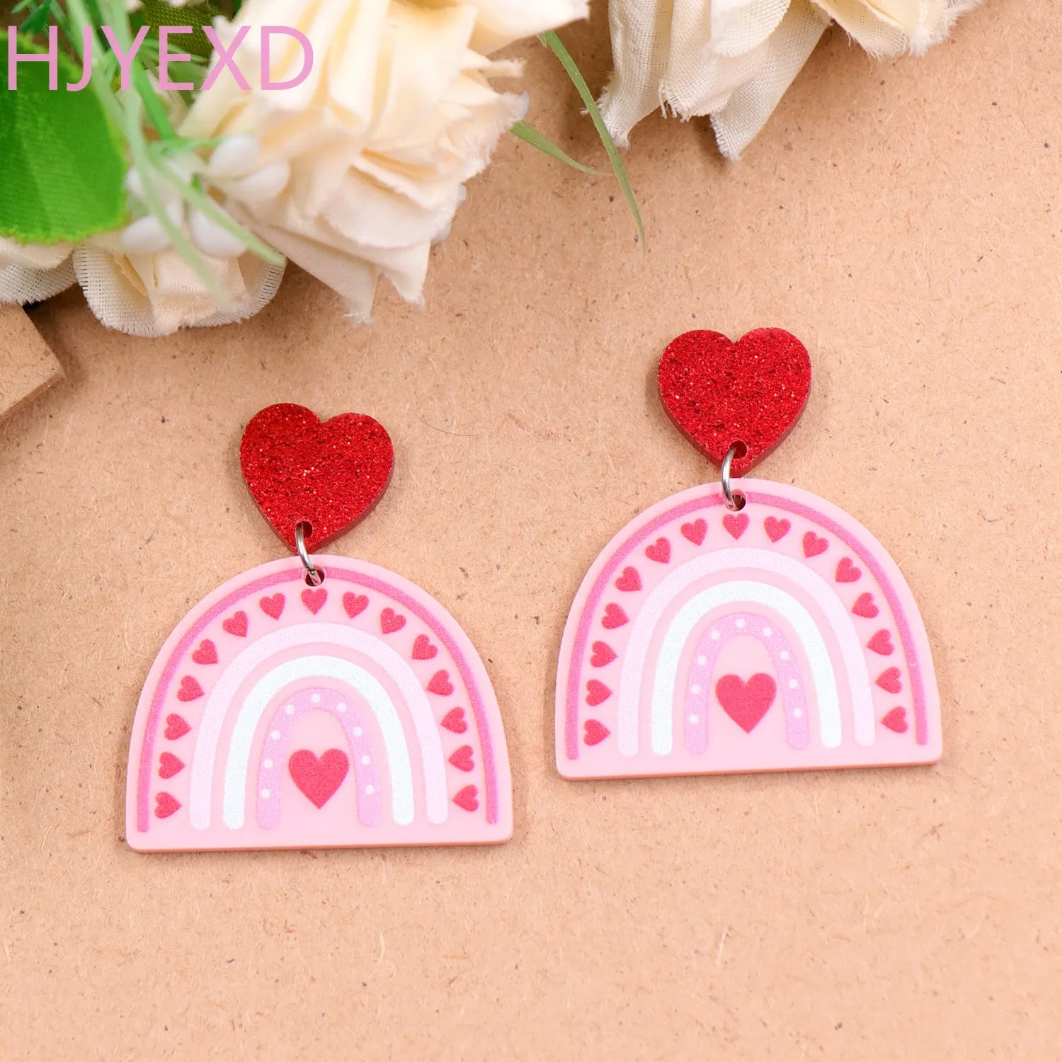 Wholesale Valentine's Day Gift Rainbow Love Acrylic Earrings