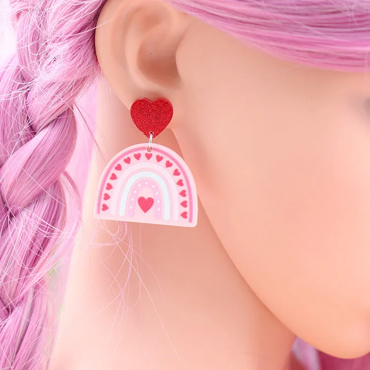 Wholesale Valentine's Day Gift Rainbow Love Acrylic Earrings