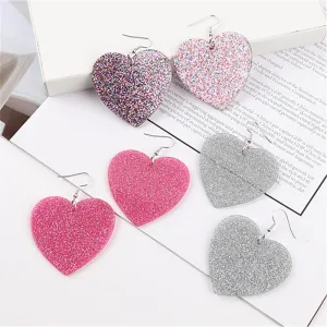 Wholesale Valentine's Day Glitter Heart Acrylic Earrings