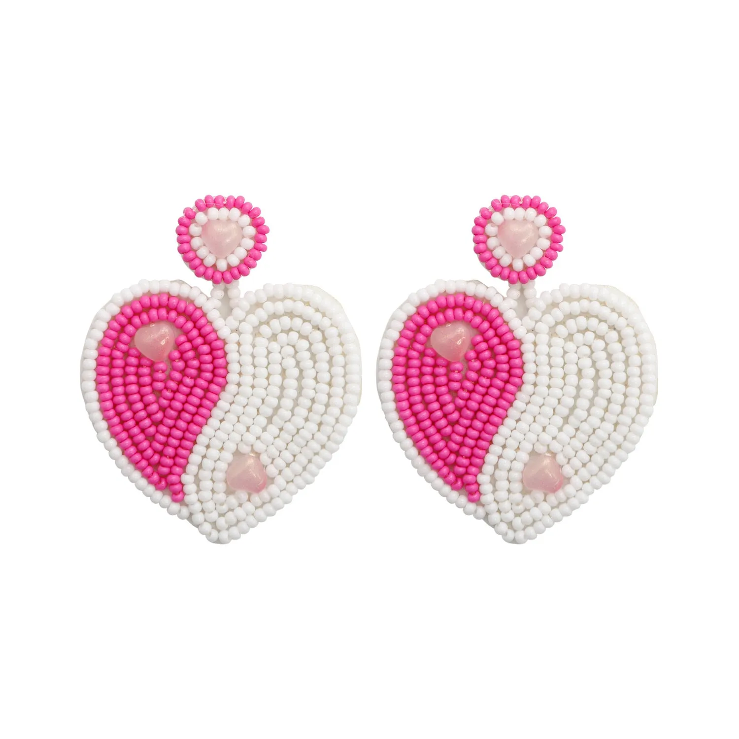 Wholesale Valentine's Day Handwoven Bohemian Heart Rice Beads Earrings