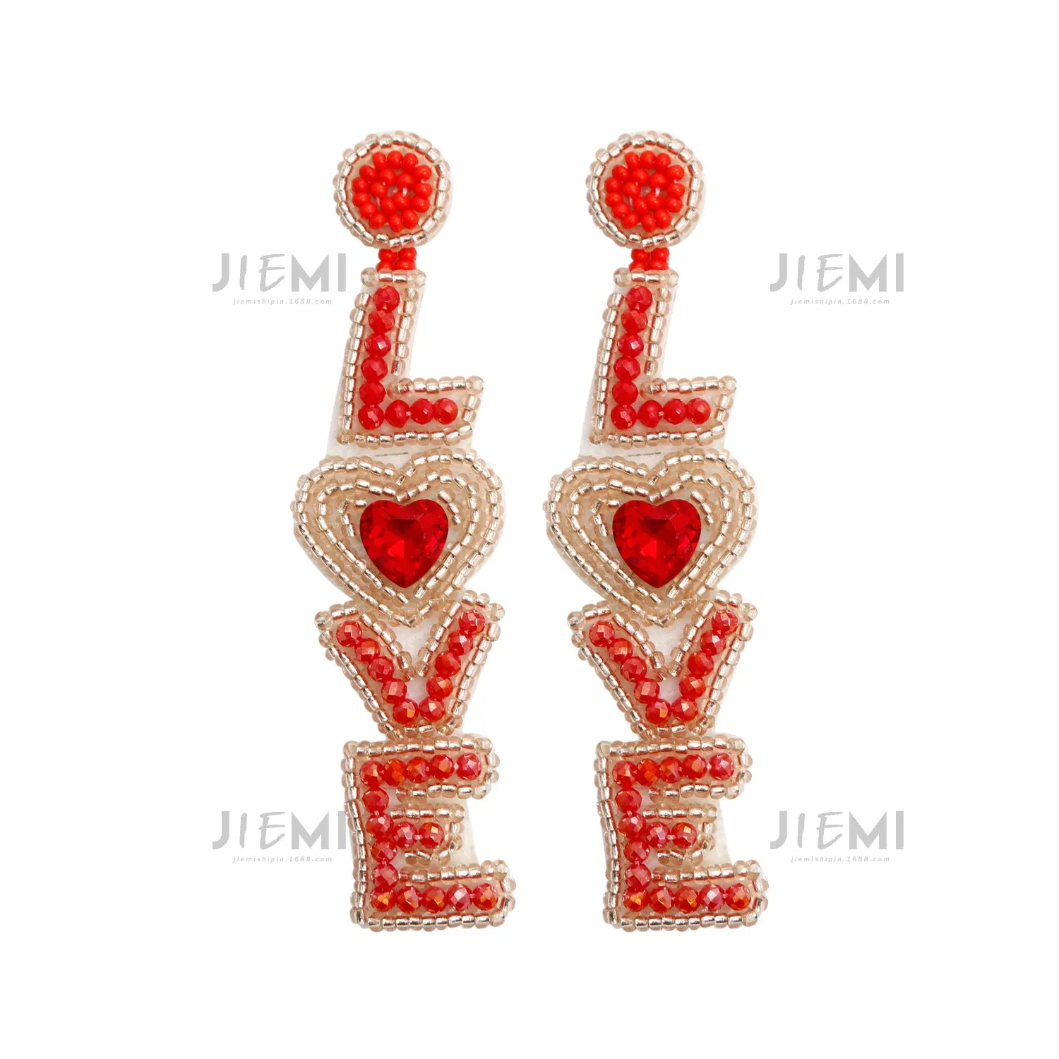 Wholesale Valentine's Day Handwoven Bohemian LOVE Rice Bead Earrings