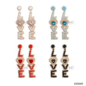 Wholesale Valentine's Day Handwoven Bohemian LOVE Rice Bead Earrings