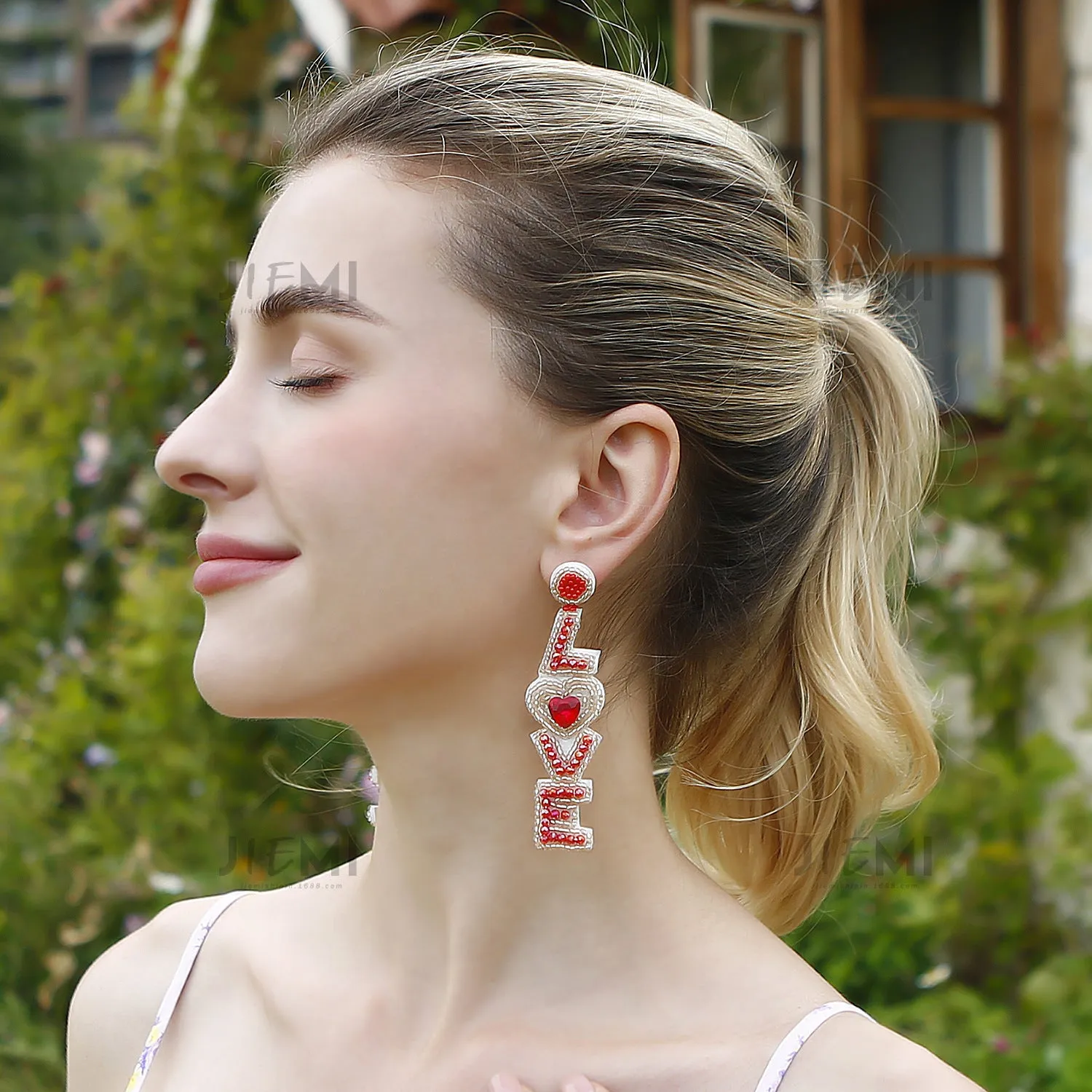 Wholesale Valentine's Day Handwoven Bohemian LOVE Rice Bead Earrings