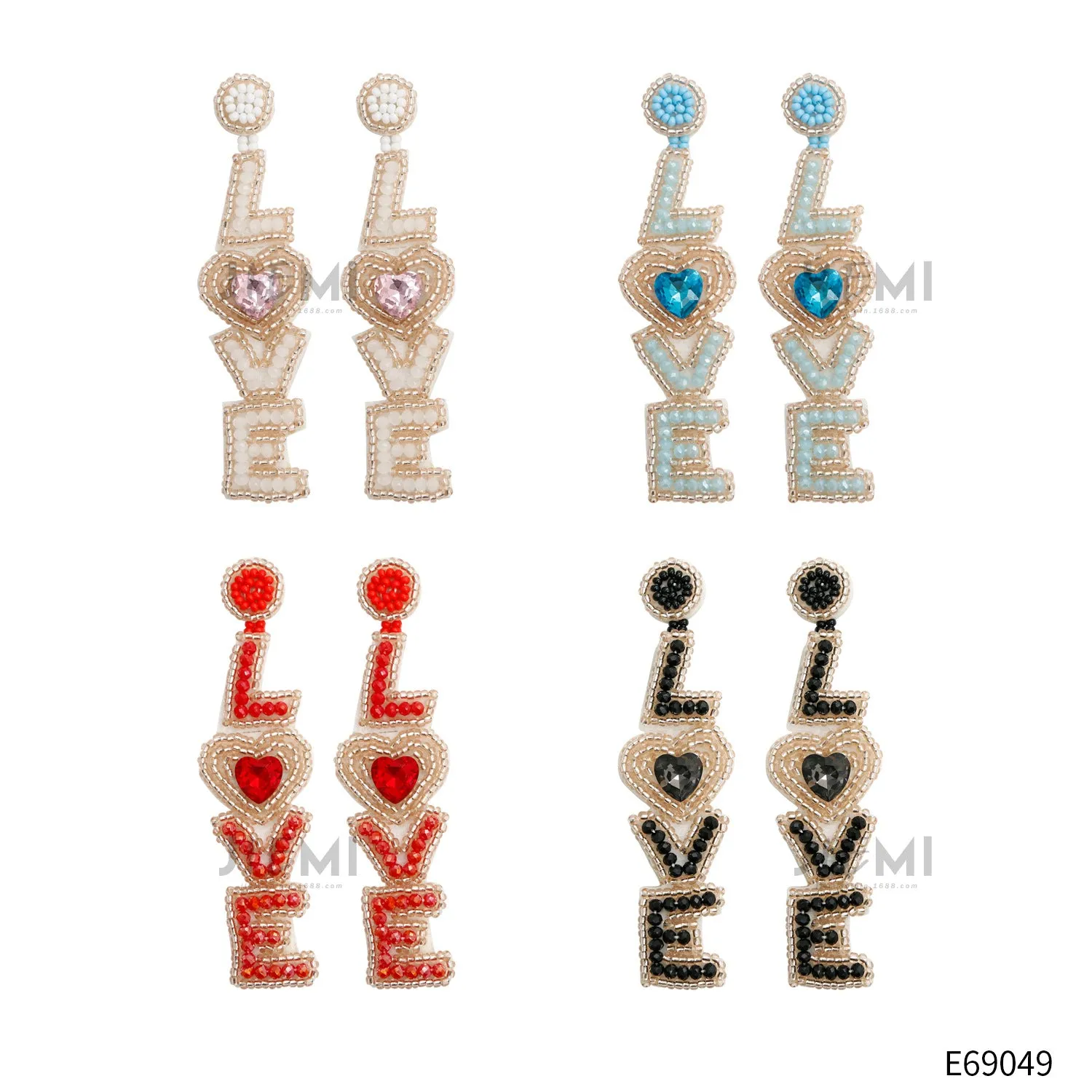 Wholesale Valentine's Day Handwoven Bohemian LOVE Rice Bead Earrings