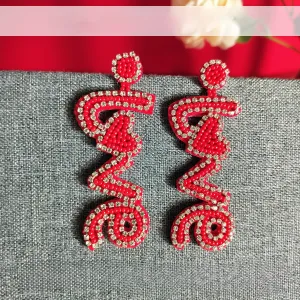 Wholesale Valentine's Day Handwoven LOVE Letter Rice Bead Earrings