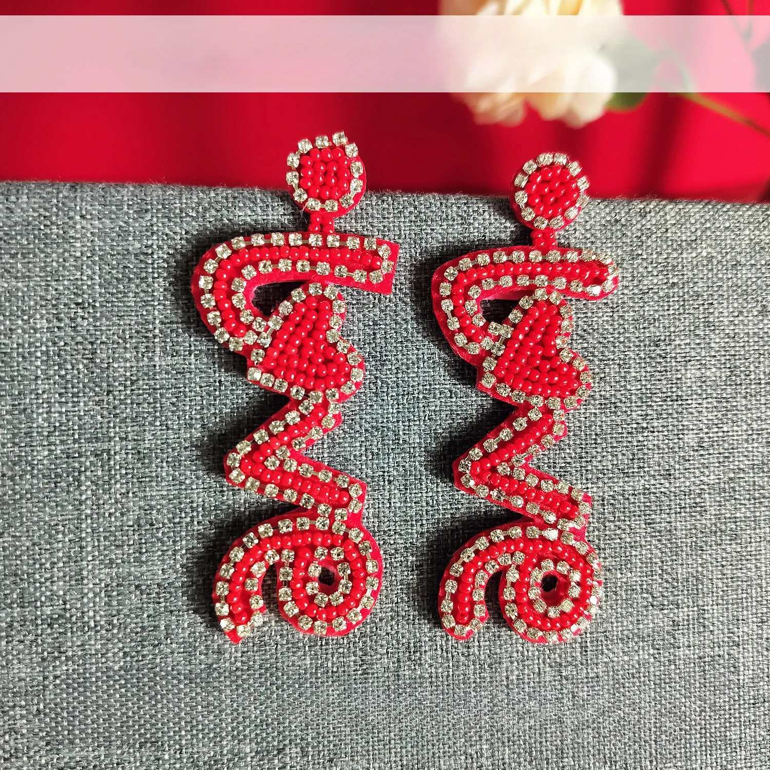 Wholesale Valentine's Day Handwoven LOVE Letter Rice Bead Earrings