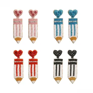 Wholesale Valentine's Day Handwoven Pencil Rice Beads Love Earrings