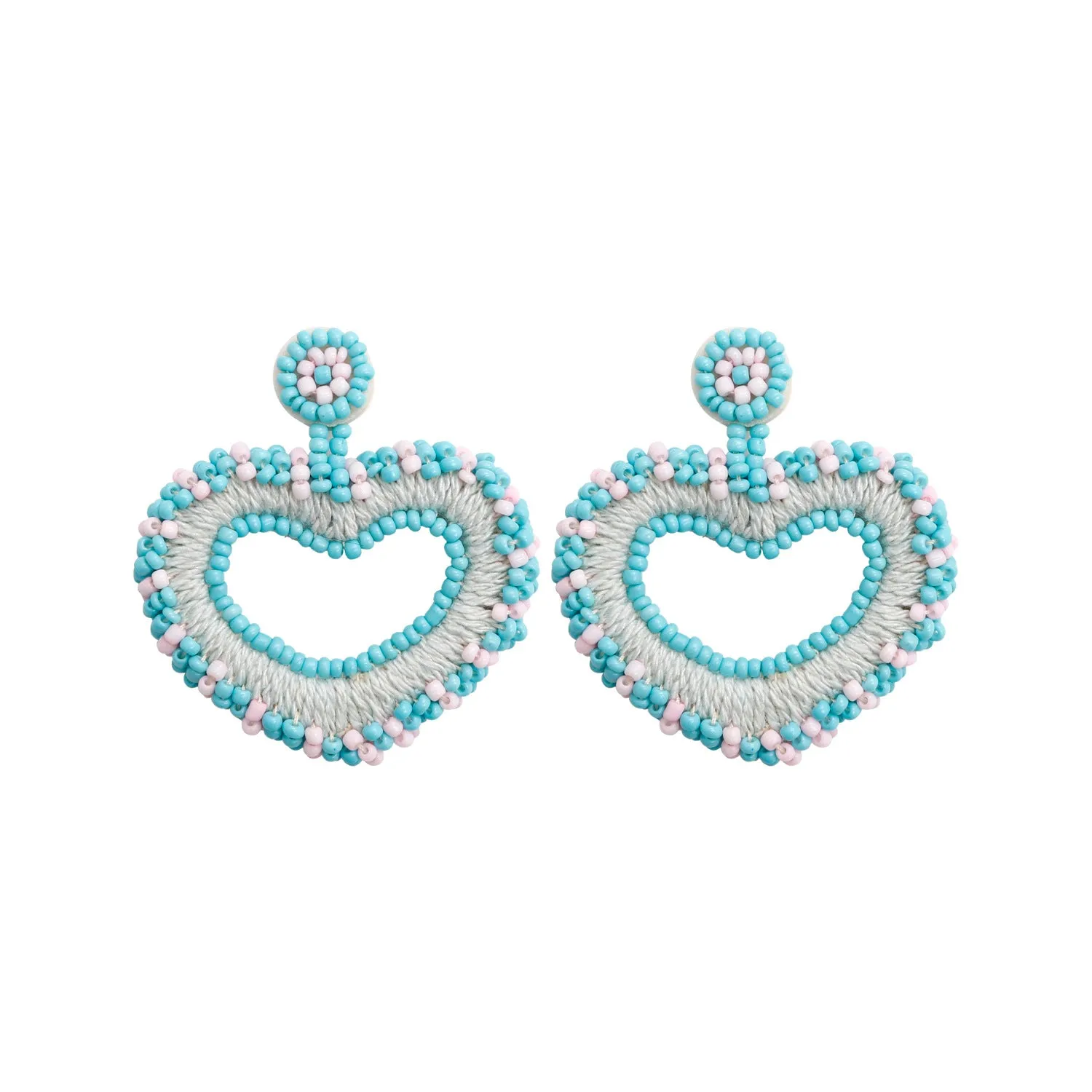 Wholesale Valentine's Day Handwoven Rice Beads Creative Bohemian Heart Shape Earrings