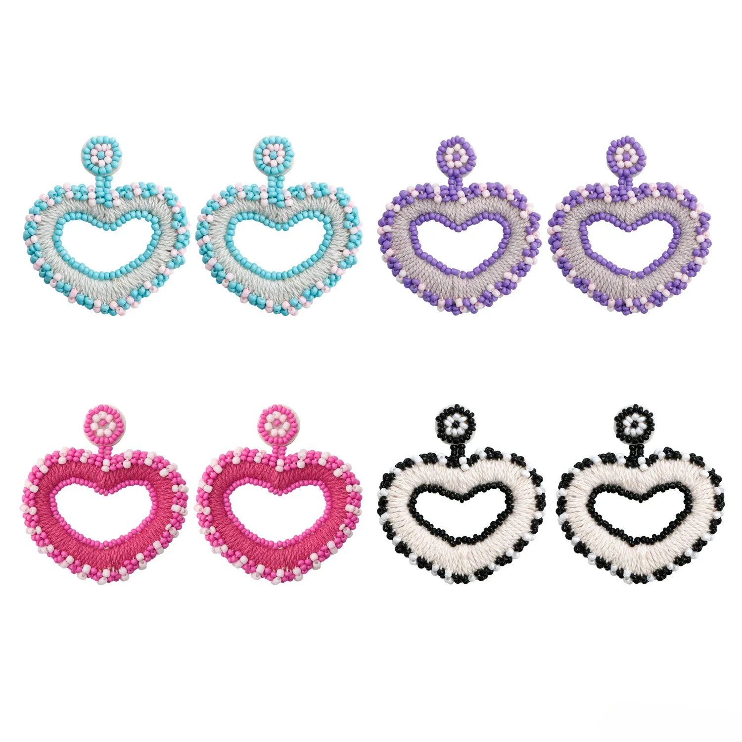 Wholesale Valentine's Day Handwoven Rice Beads Creative Bohemian Heart Shape Earrings